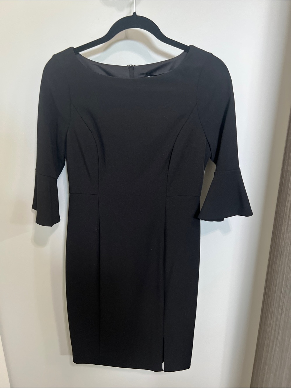 WHBM Classic Black Bell-Sleeve Sheath Dress 6P NWT